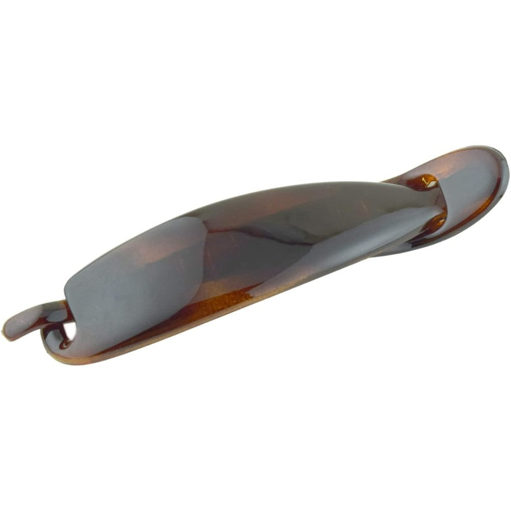 Parcelona French Sleek Tortoise Shell Hair Barrette front view showing polished brown patterned finish.