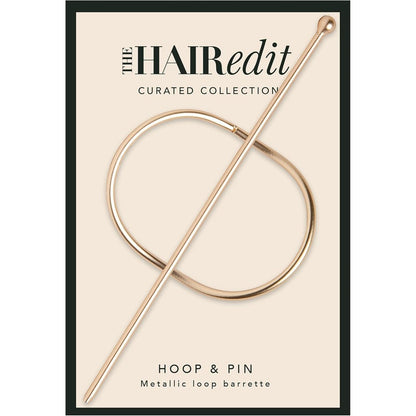 The Hair Edit Hoop And Pin Barrette in soft gold front view showing the metallic loop design.