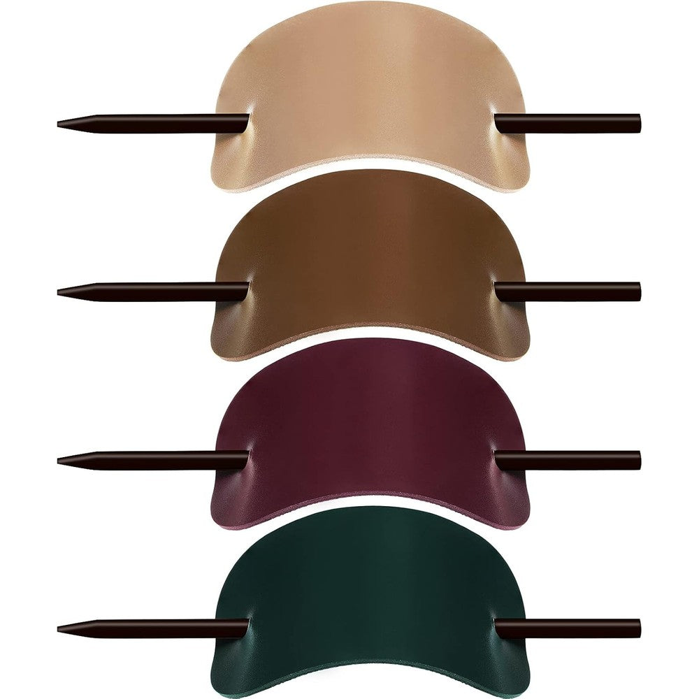 WILLBOND oval faux leather hair barrettes pack of four front view showing authentic vintage styling