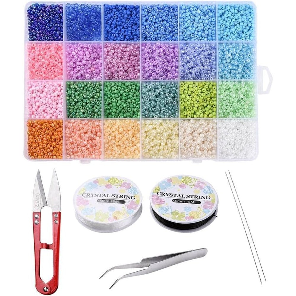 Locsanity Loc Sprinkles Complete Installation Kit front view showing the organized colorful glass beads and tools