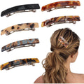 Aeenioy Fumwase French hair barrettes front view showing glossy tortoiseshell patterns