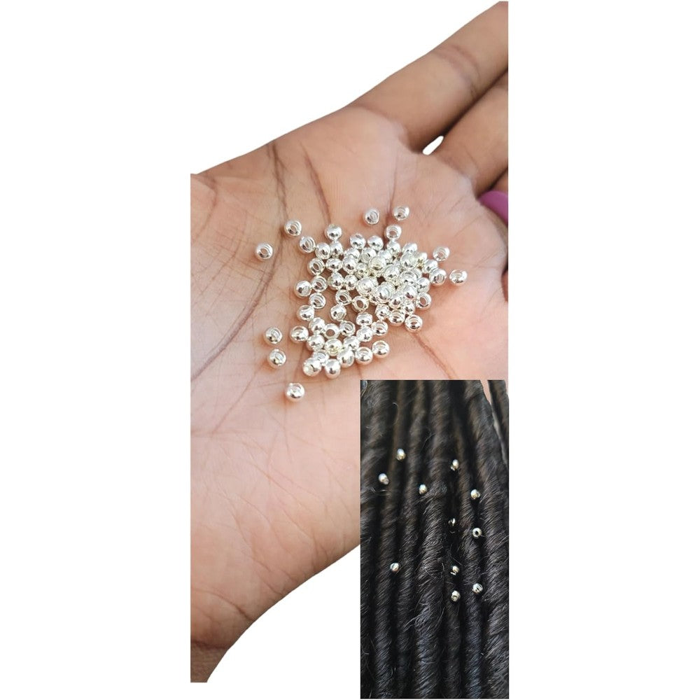 Bead It Wear It Love It metal loc sprinkle hair beads front view showcasing silver plated finish