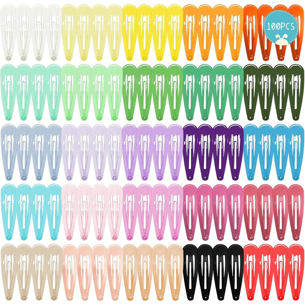 Cocplok colorful snap hair clips front view showing a vibrant assortment of candy color metal barrettes.