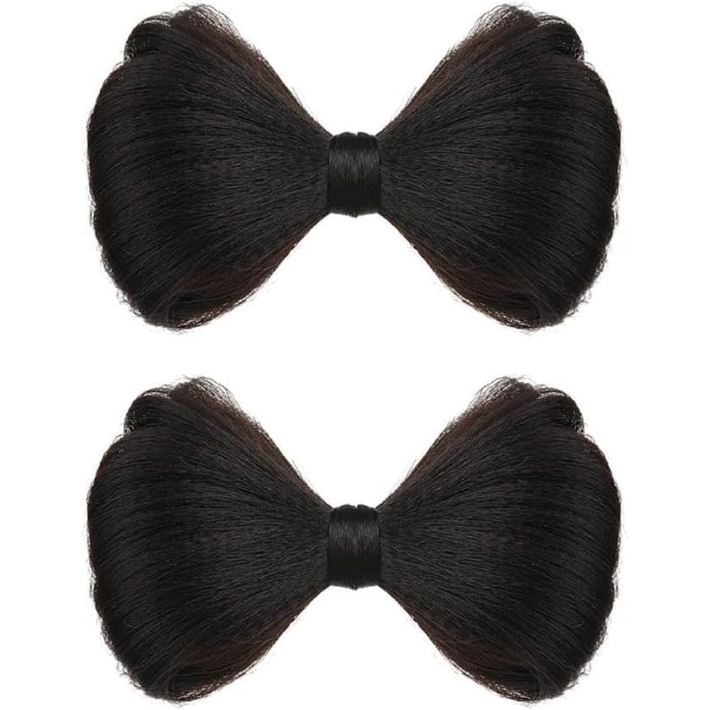 Jowxsx bowknot wig clips fake hair buns front view for elegant styling