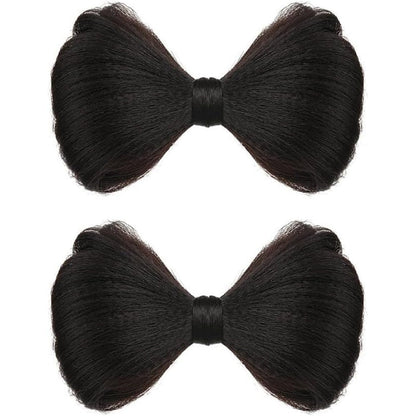 Jowxsx bowknot wig clips fake hair buns front view for elegant styling