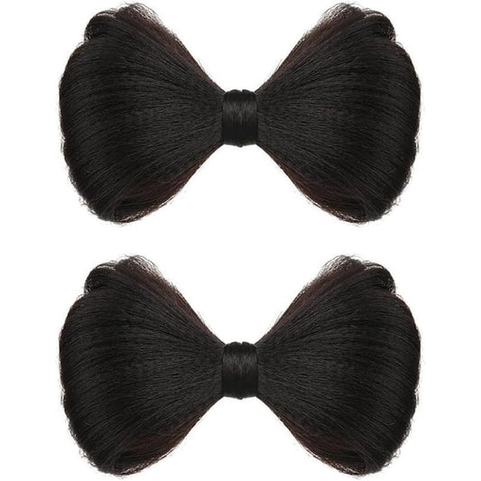 Jowxsx bowknot wig clips fake hair buns front view for elegant styling