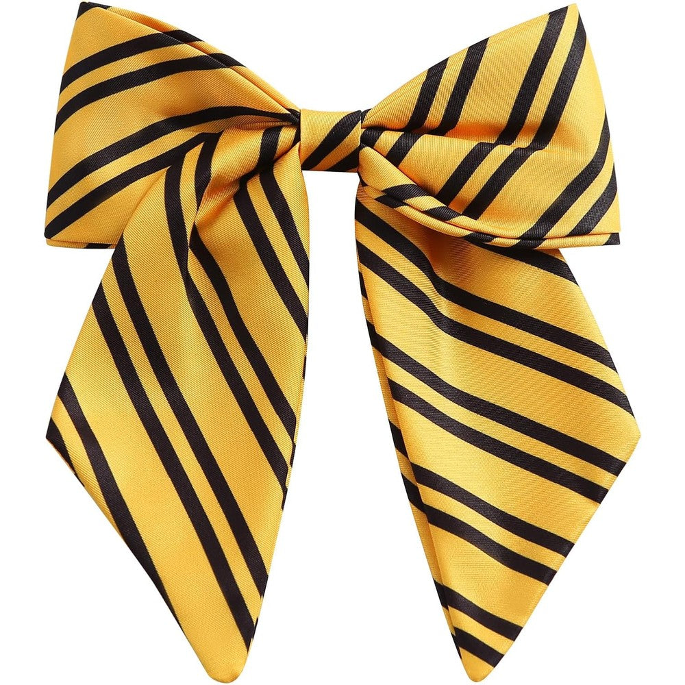 Neujiwo big stripe yellow hair bow clip front view