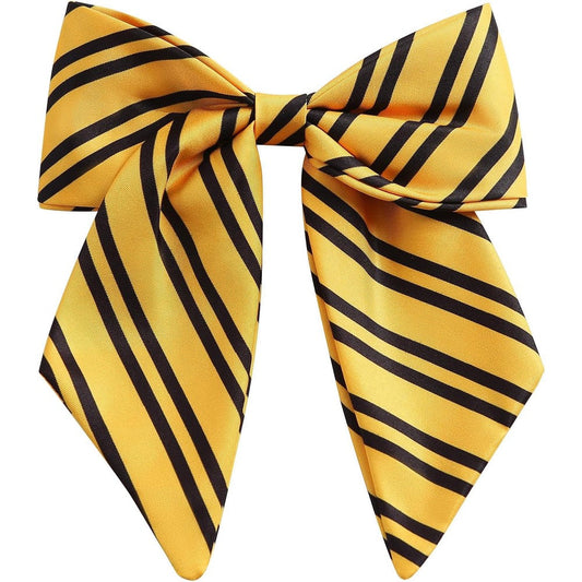 Neujiwo big stripe yellow hair bow clip front view