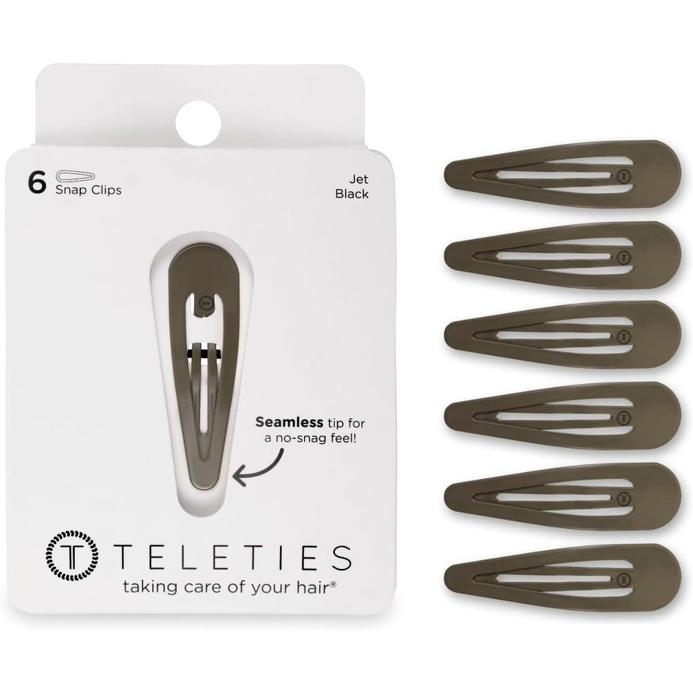 Teleties Snap Clip Sage It Ain't So front view pack of six hair accessories.