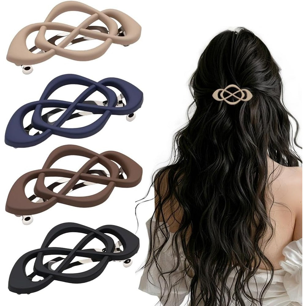 Maycreate vintage french barrette hair clips front view showing matte finish and hollow crossover design.