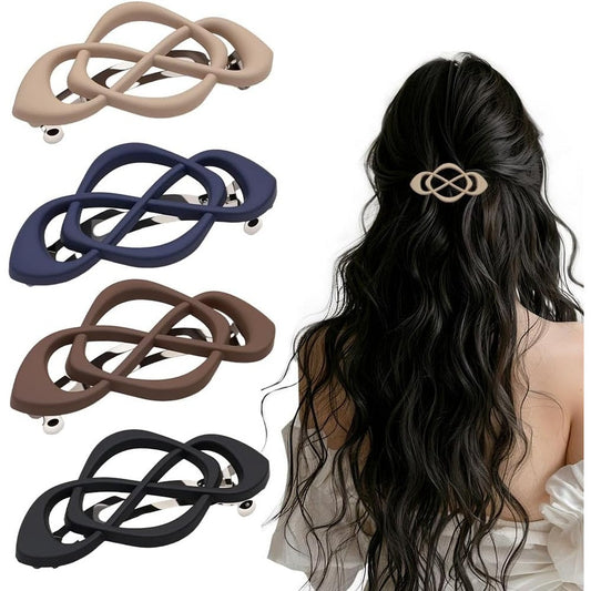 Maycreate vintage french barrette hair clips front view showing matte finish and hollow crossover design.