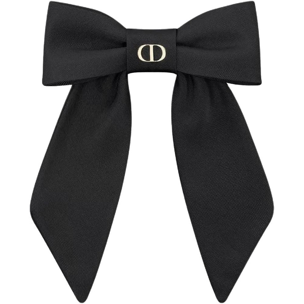 Rudra Retails black bow hair clip front view showcasing premium grosgrain fabric ribbon structure