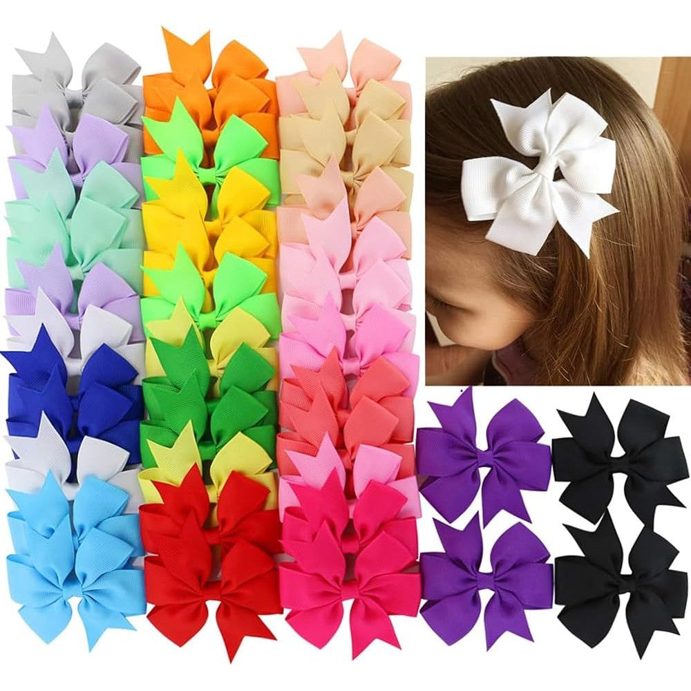 Babymatch boutique grosgrain ribbon pinwheel hair bows forty piece collection front view