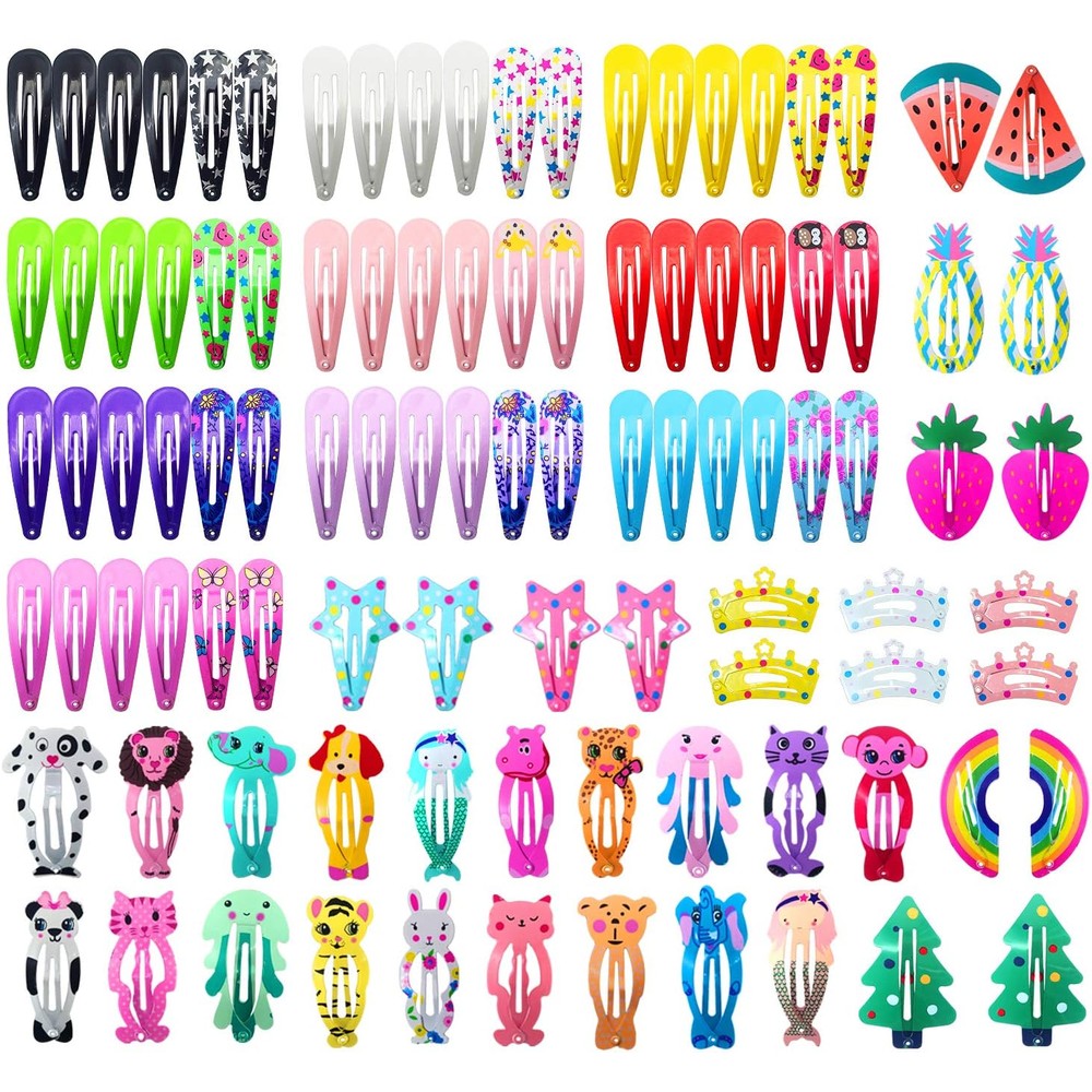 Funtopia hair clips for girls front view showcasing the full 100 pieces set