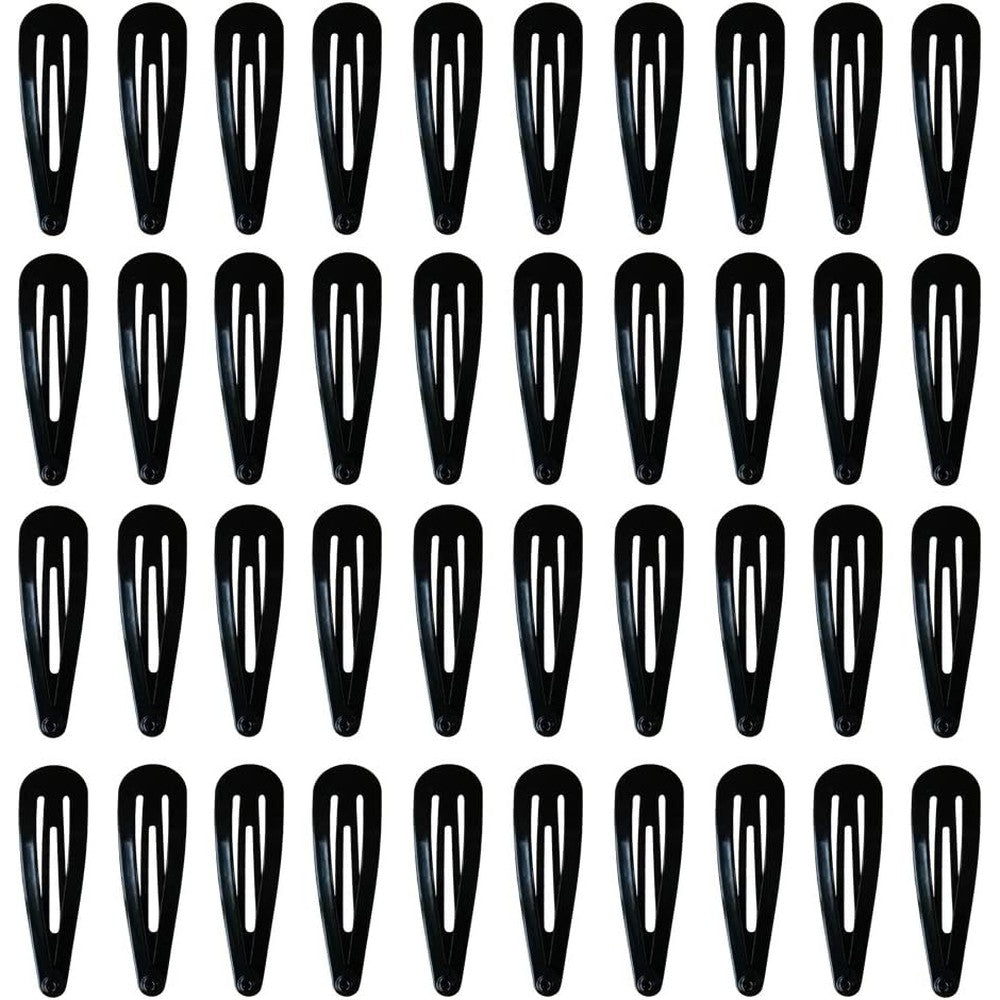 PIDOUDOU black metal snap hair clips 40 pack front view high quality hair accessories