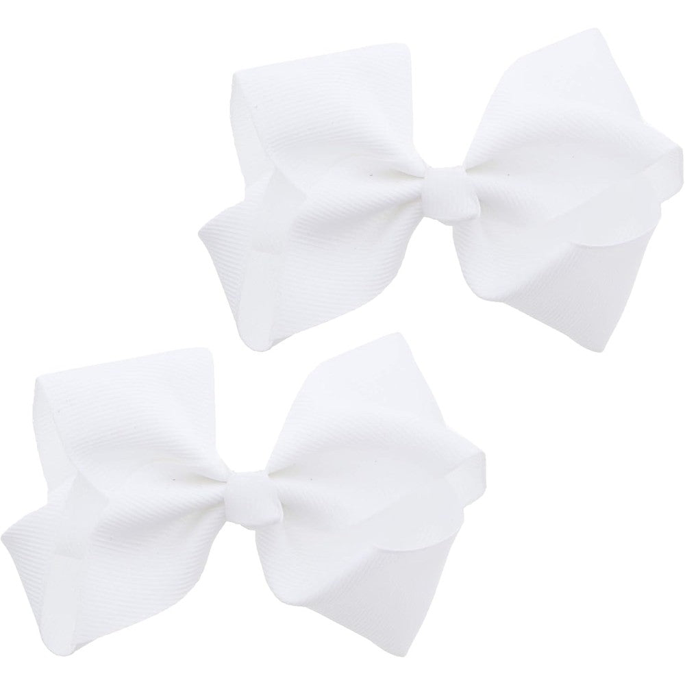 Motique Accessories 3 Inch Grosgrain Bow for Little Girls pack of 2 pieces white color front view