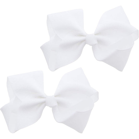 Motique Accessories 3 Inch Grosgrain Bow for Little Girls pack of 2 pieces white color front view