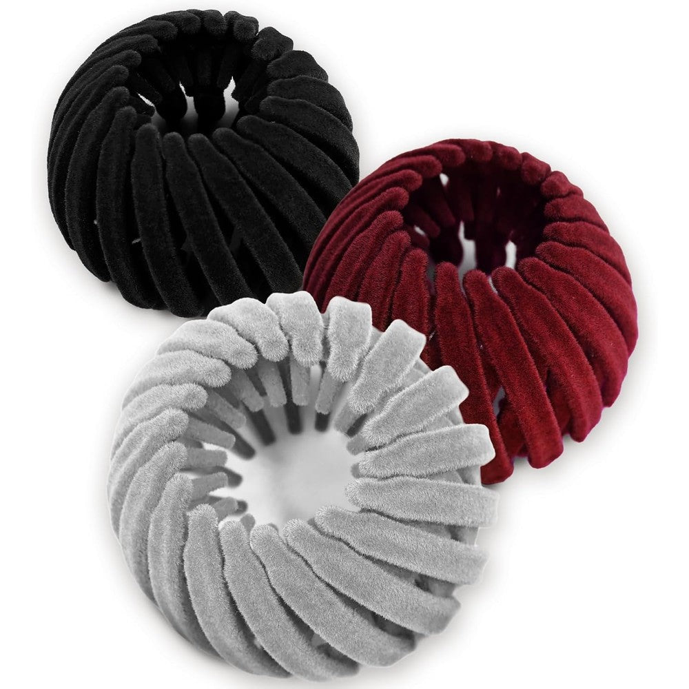 Sizobi Bird Nest Magic Hair Clip front view showcasing three mixed colors black red and grey
