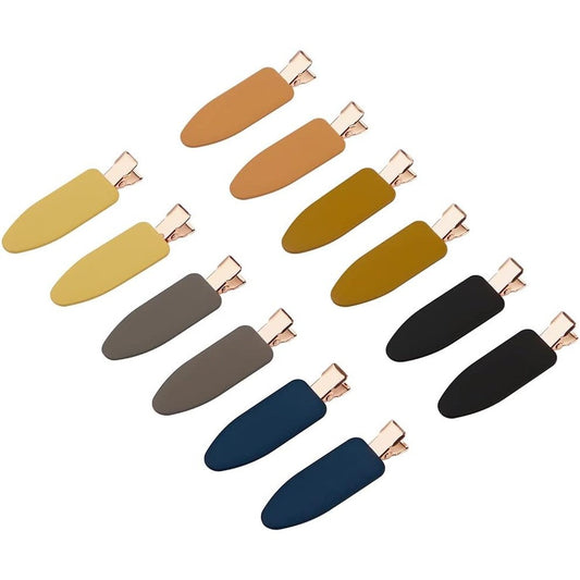 Minihope no bend hair clips front view of twelve piece multicolor set