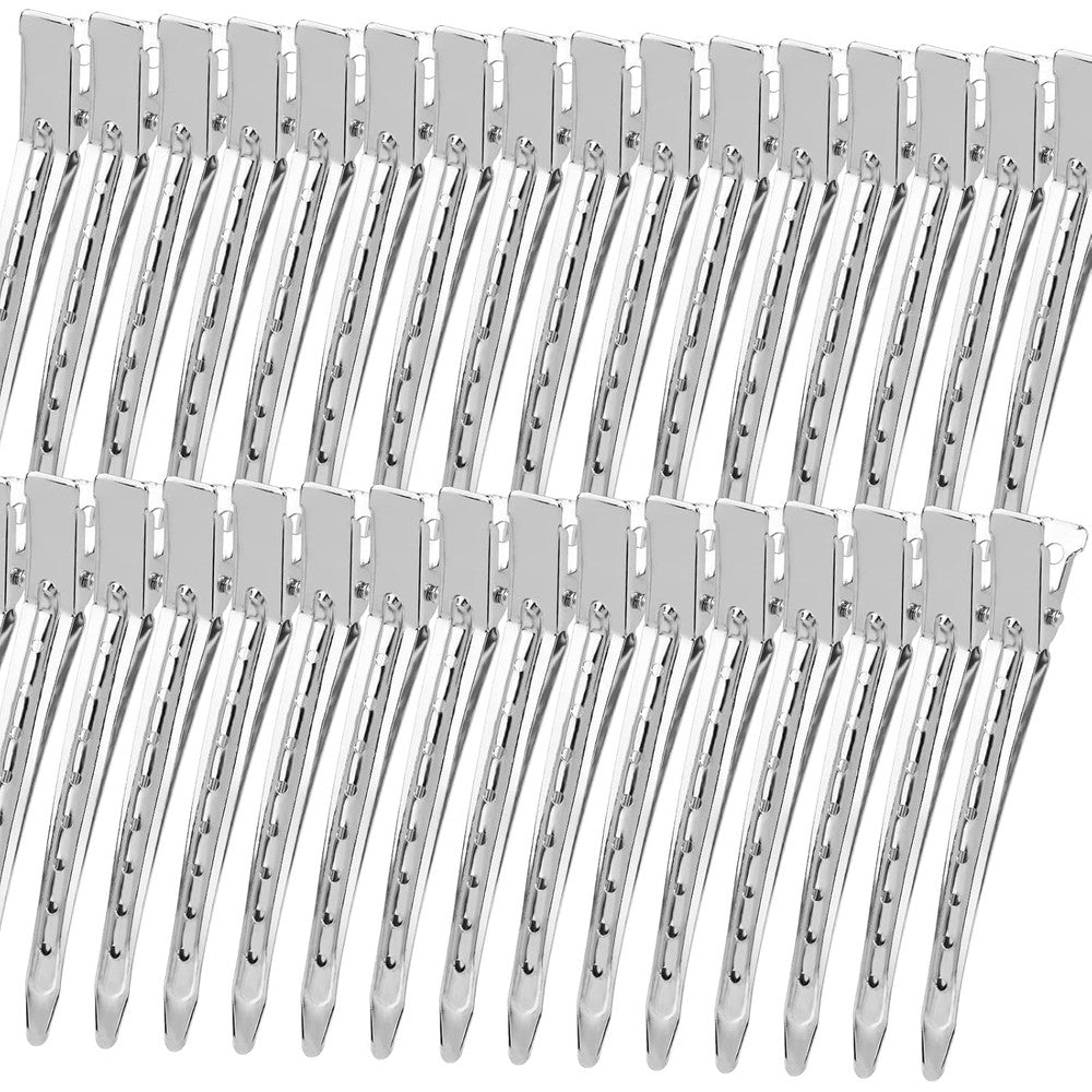 YGDZ Duck Billed Alligator Hair Clips front view showing silver metal design