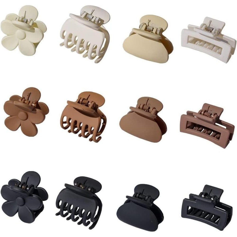 Drnytunk small claw hair clips twelve piece set front view matte finish jaw clamps