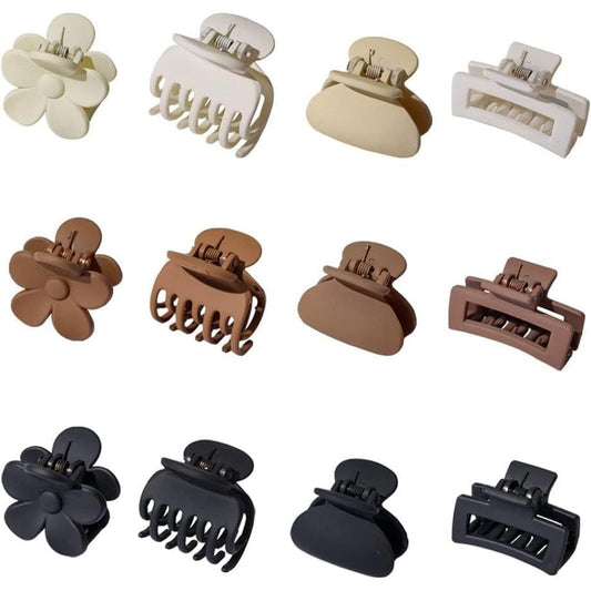 Drnytunk small claw hair clips twelve piece set front view matte finish jaw clamps