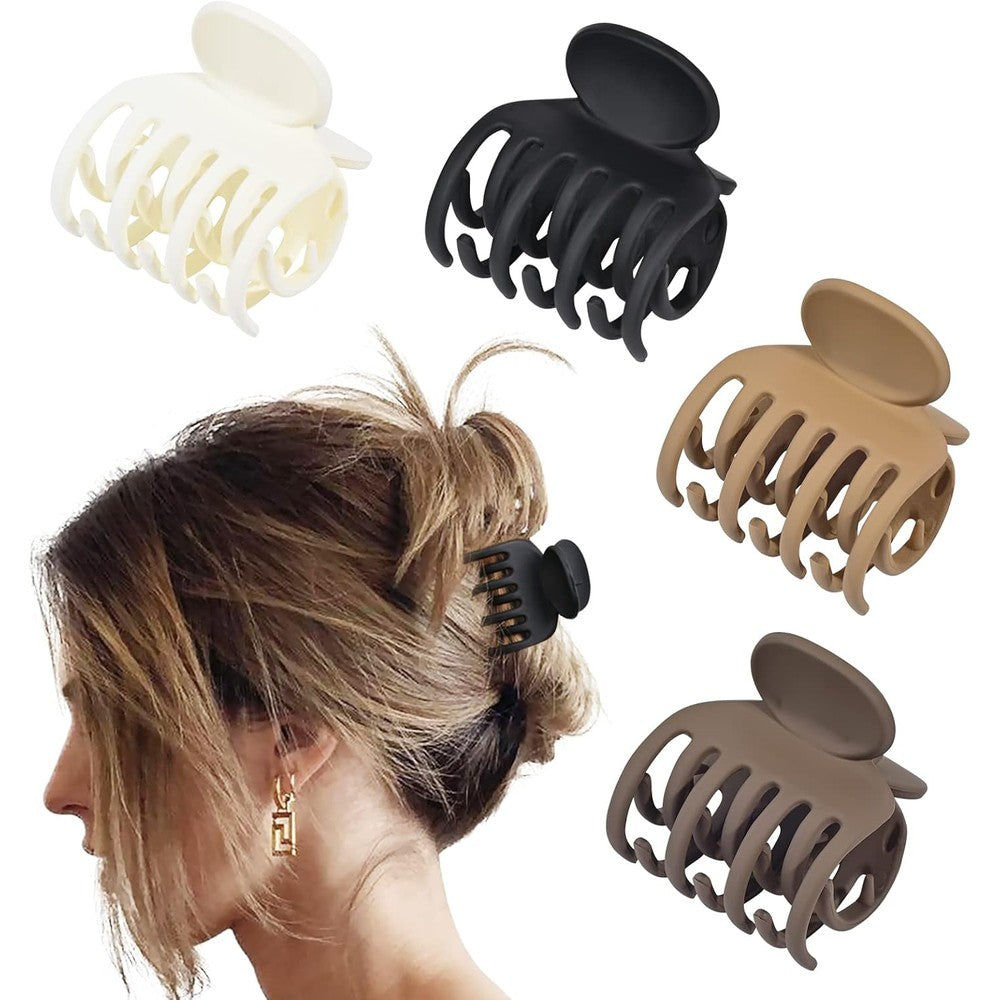 DEEKA double row teeth hair clips front view showing matte neutral colors