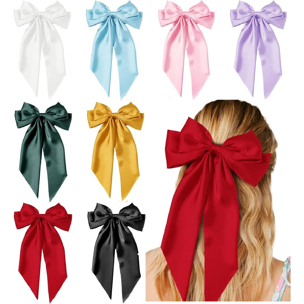 Tobeffect vintage hair bows for women front view featuring premium satin finish