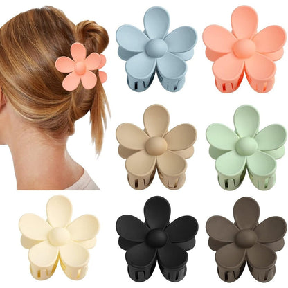Vivinin flower claw clip seven piece set front view showing pastel colors.