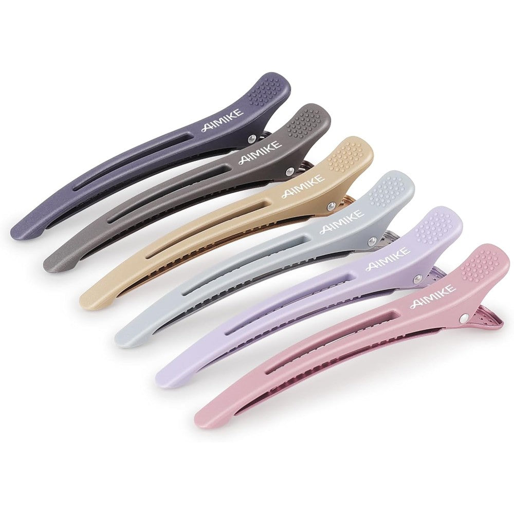 AIMIKE Professional Hair Clips 6 count front view showing non slip duckbill design