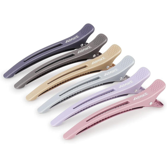 AIMIKE Professional Hair Clips 6 count front view showing non slip duckbill design