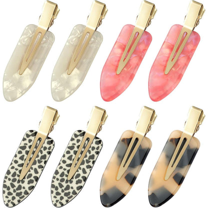 YIERSO 8 Piece No Bend Hair Clips front view showing smooth pink and white cellulose acetate finish for makeup application