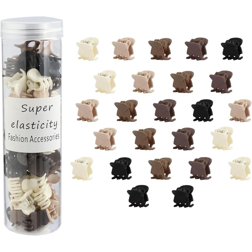 Kasmena small matte hair claw clips front view container showcasing assorted neutral shades