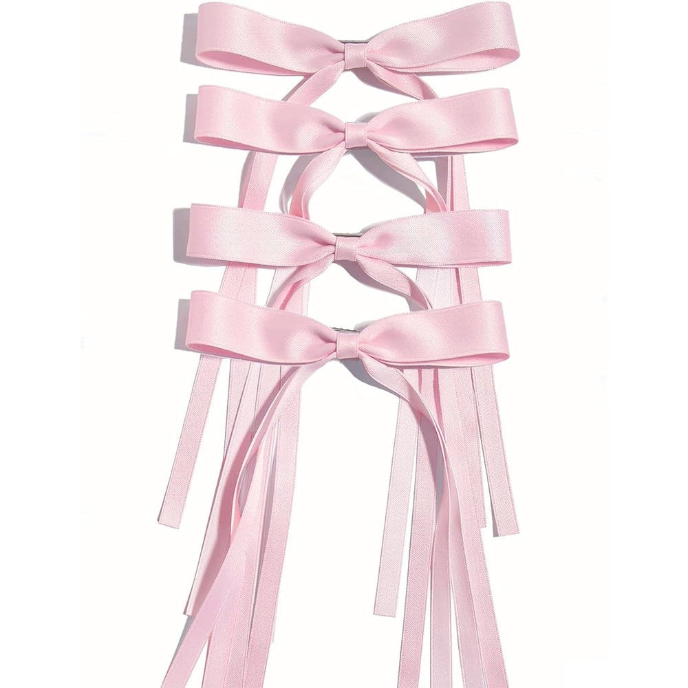 Ayesha pink hair bows clips four piece set front view