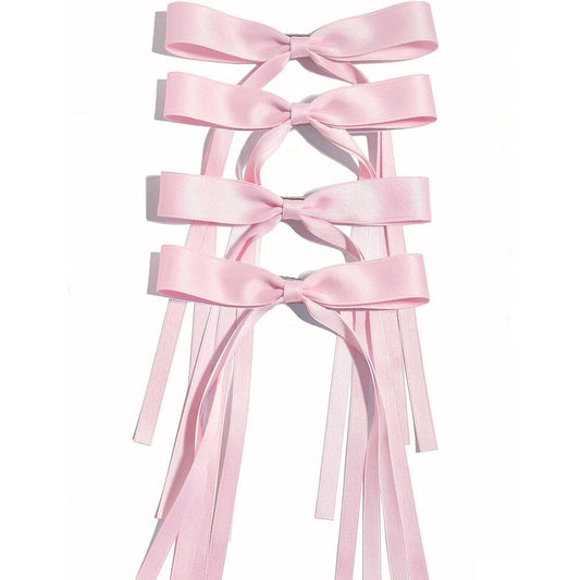 Ayesha pink hair bows clips four piece set front view