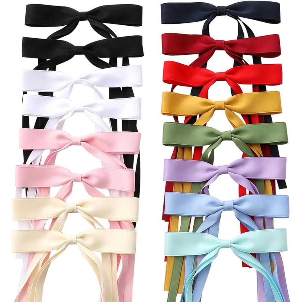 WORTL 16 piece hair bows for women front view showcasing vibrant color assortment