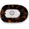 Teleties small flat round hair clip front view in tortoise pattern
