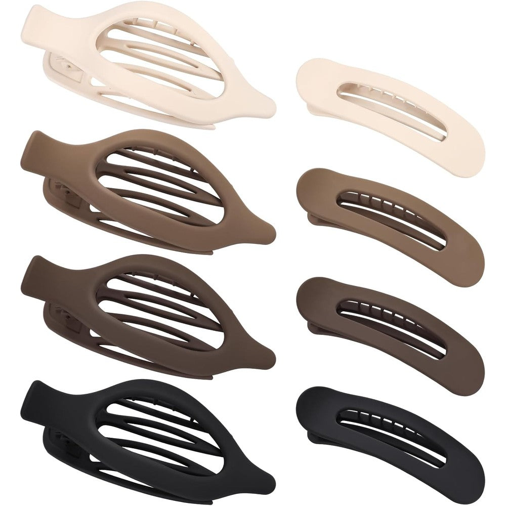 Obeoby flat hair clips front view showing neutral colors and matte texture.