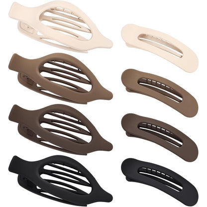 Obeoby flat hair clips front view showing neutral colors and matte texture.