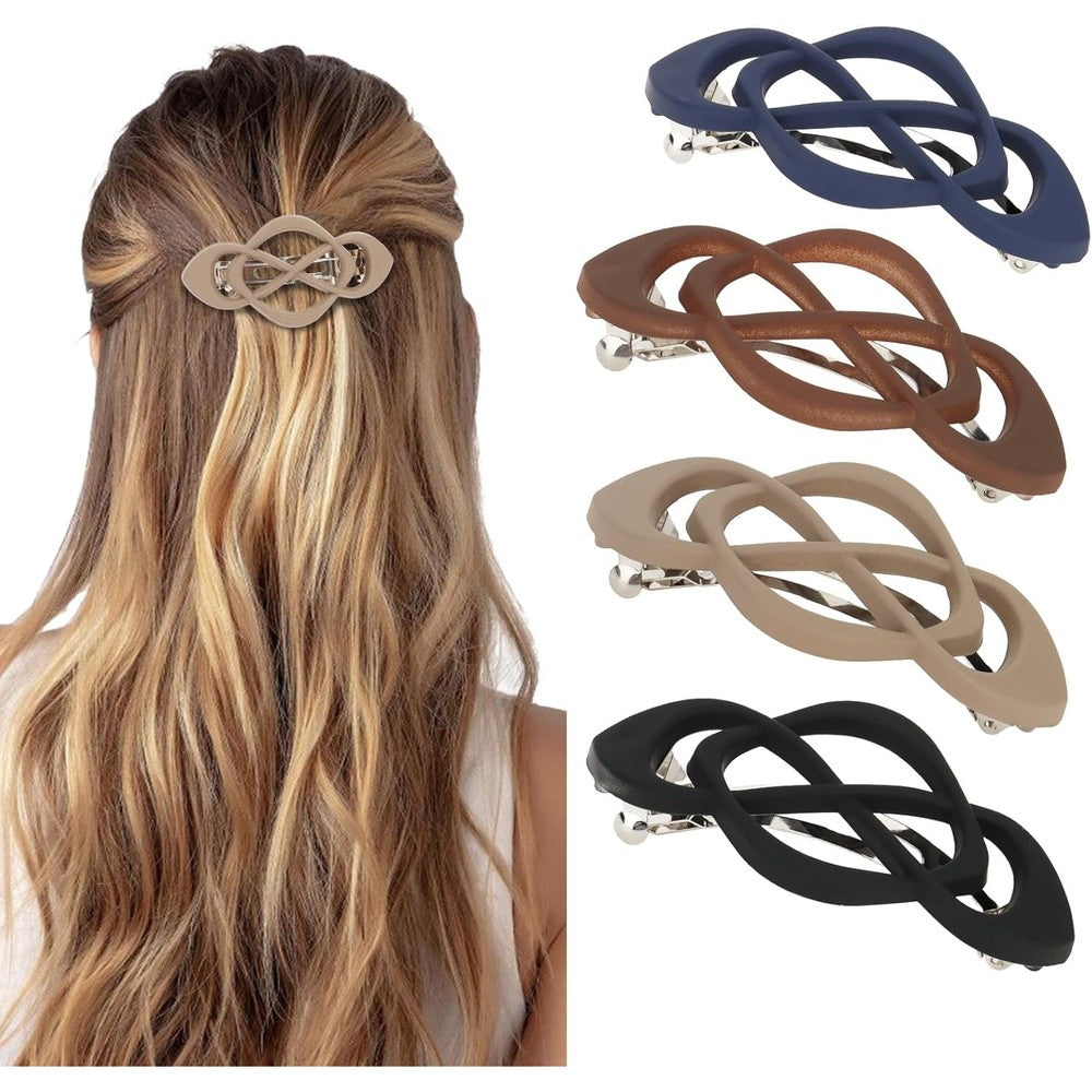 Amariver Vintage French Barrette Clips front view showing matte infinity design