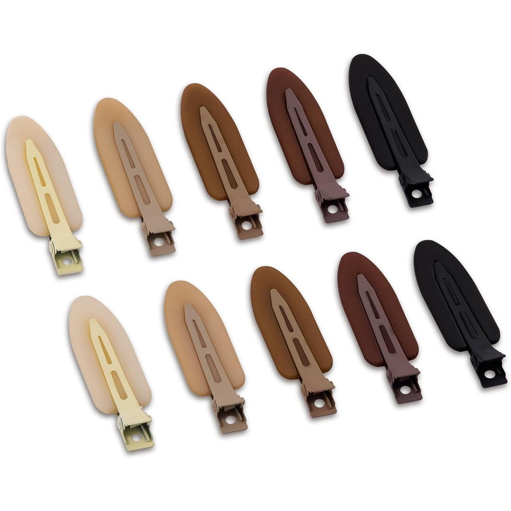 Cptots Creaseless No Bend Hair Clips ten pieces pack front view matte black brown beige