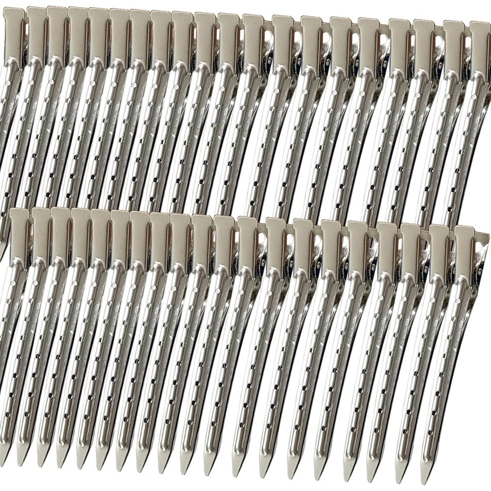 Mythos metal alligator hair clips front view for professional salon sectioning
