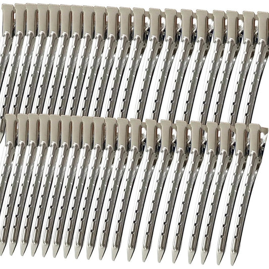 Mythos metal alligator hair clips front view for professional salon sectioning