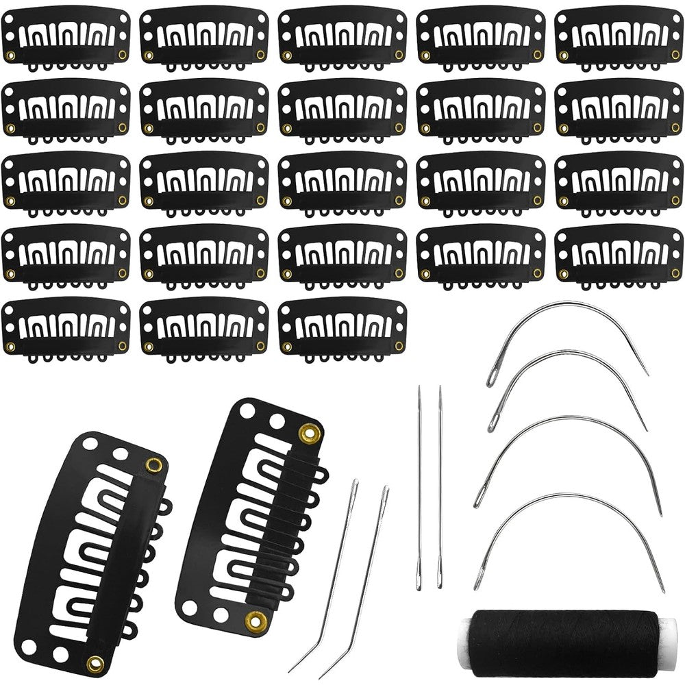 Muiigood 25 piece black U shape snap clips for wigs