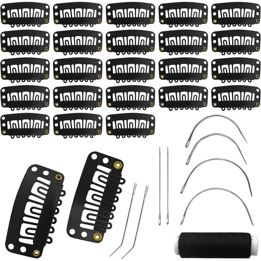 Muiigood 25 piece black U shape snap clips for wigs