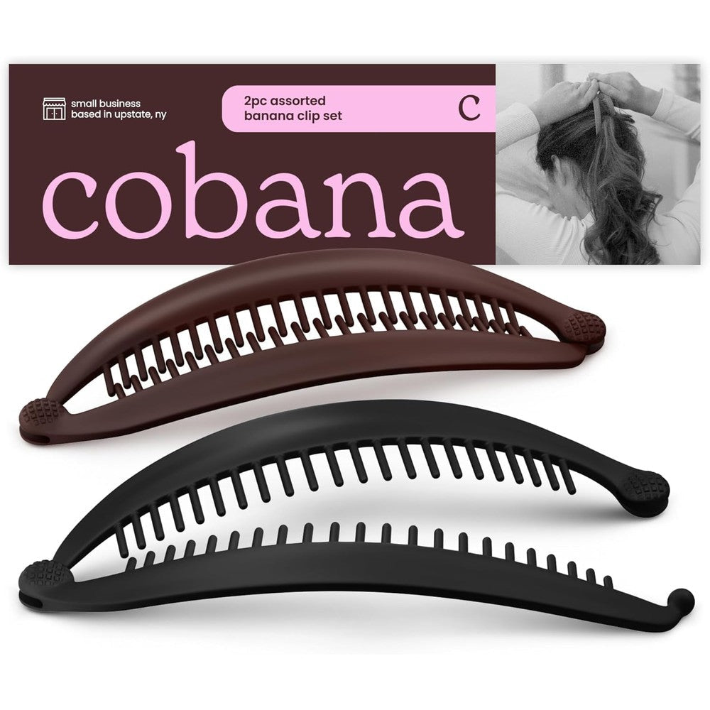 Cobana banana clip set in black and brown front view