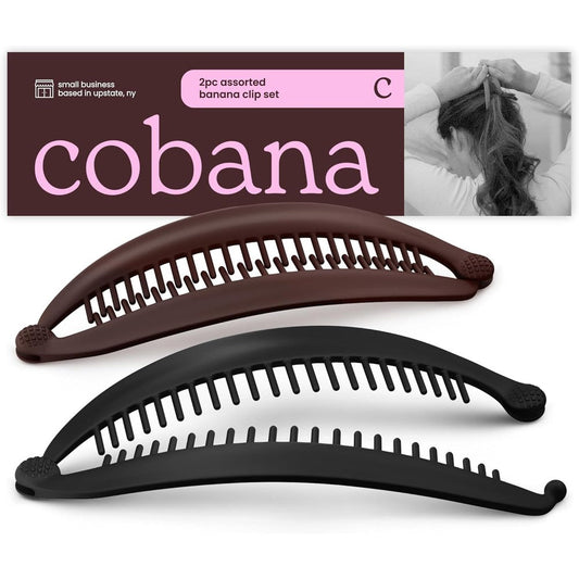 Cobana banana clip set in black and brown front view