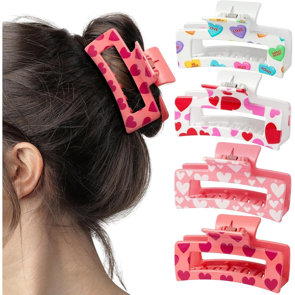 Pantide 4 piece heart hair claw clips front view