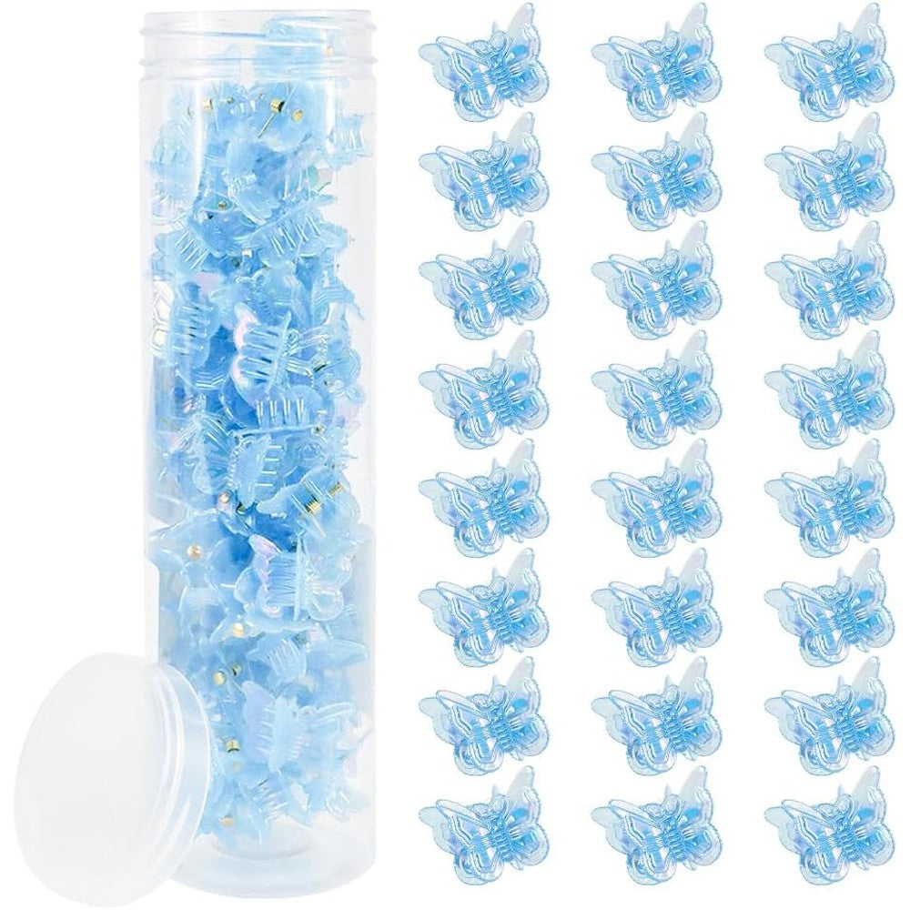 Ahoney 60 pieces mini butterfly hair clips front view blue