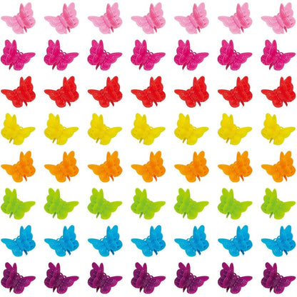 Xiehe 50 pack assorted color mini butterfly hair clips front view